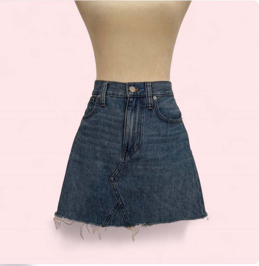 Madewell Rigid Denim A-Line Mini Skirt with Raw Hem